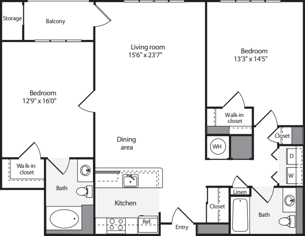 2 Bedrooms I floorplan