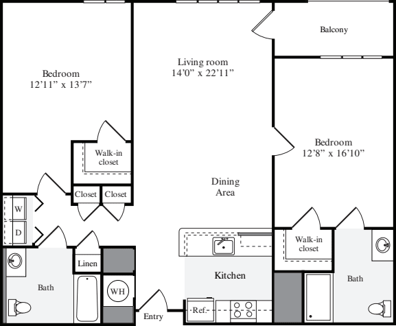 2 Bedrooms K floorplan