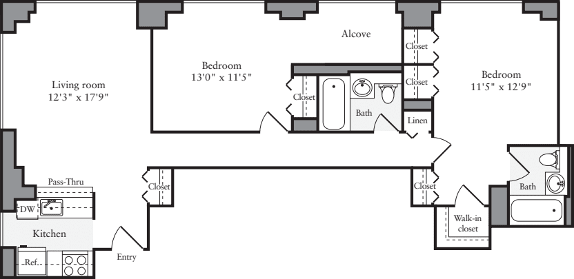 2 Bedroom E1 floorplan