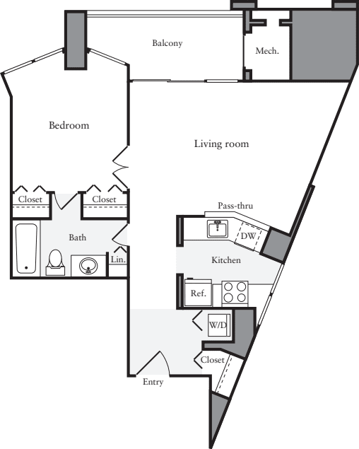 1 Bedroom B floorplan