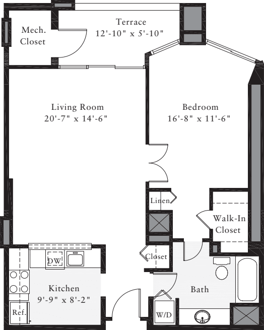 1 Bedroom H floorplan