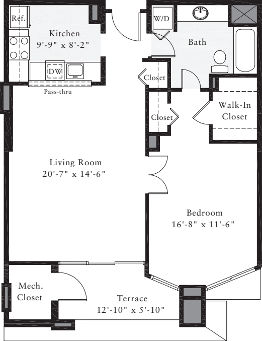 1 Bedroom M floorplan