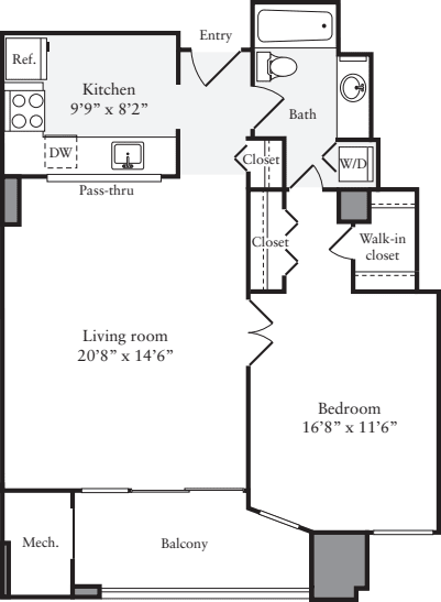 1 Bedroom O floorplan