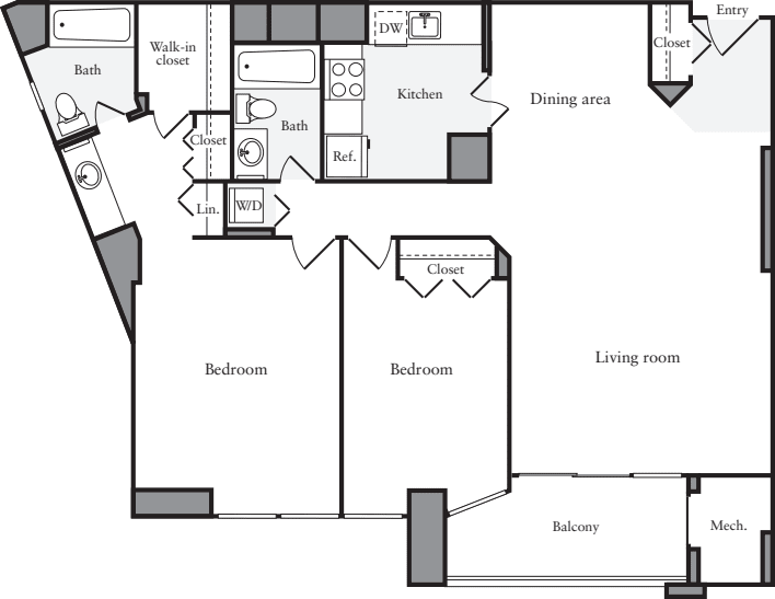 2 Bedrooms F floorplan
