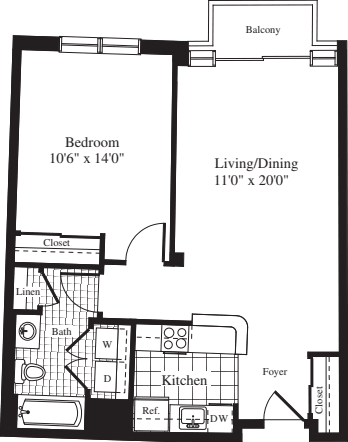 1 Bedroom A floorplan