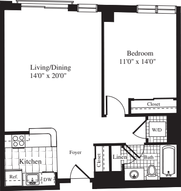 1 Bedroom E floorplan