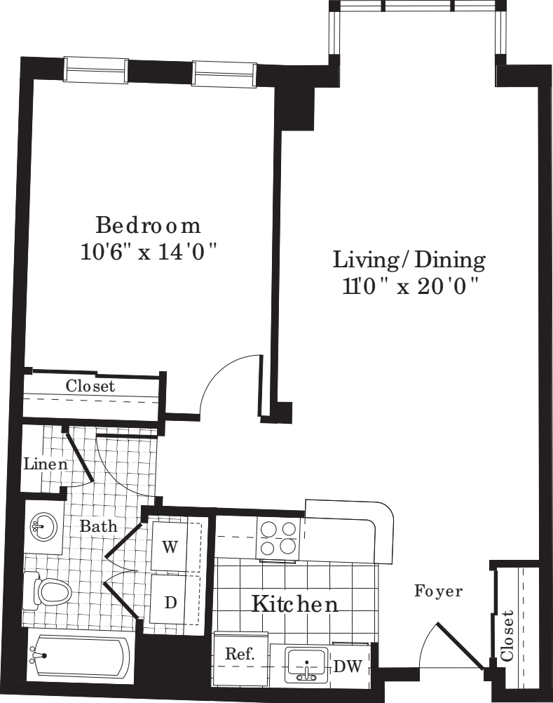 1 Bedroom F floorplan