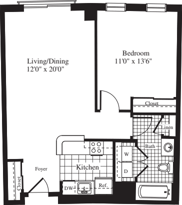 1 Bedroom G floorplan