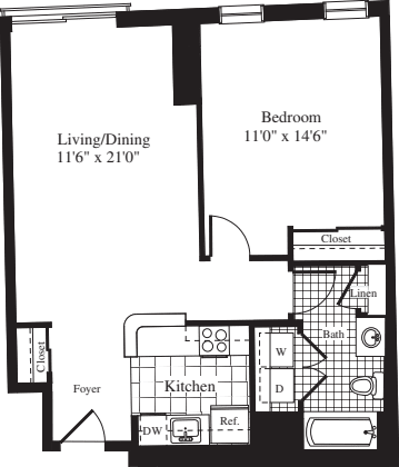 1 Bedroom H floorplan