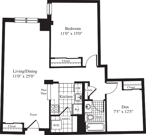 1 Bedroom O floorplan