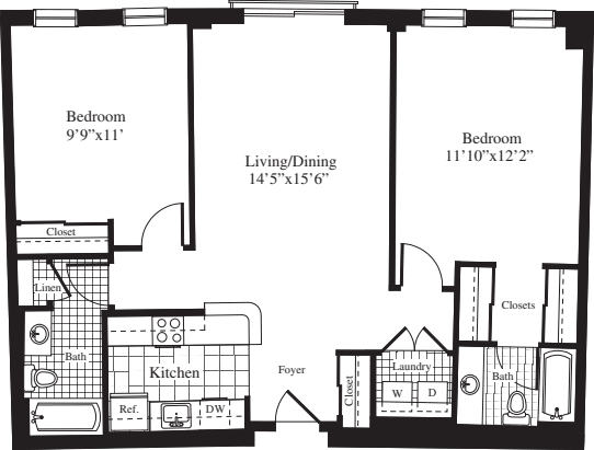 2 Bedrooms C floorplan