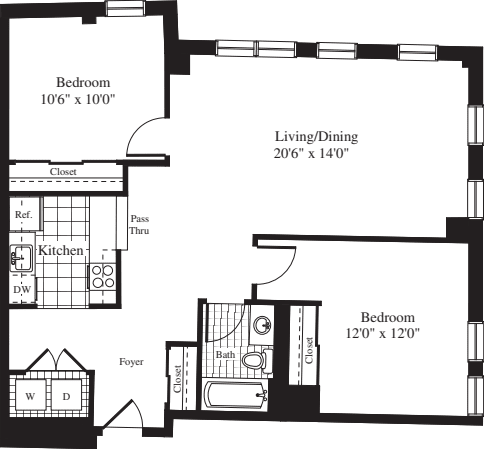2 Bedrooms D floorplan