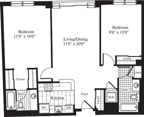 2 Bedrooms E floorplan
