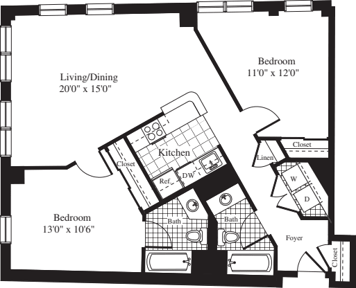 2 Bedrooms G floorplan
