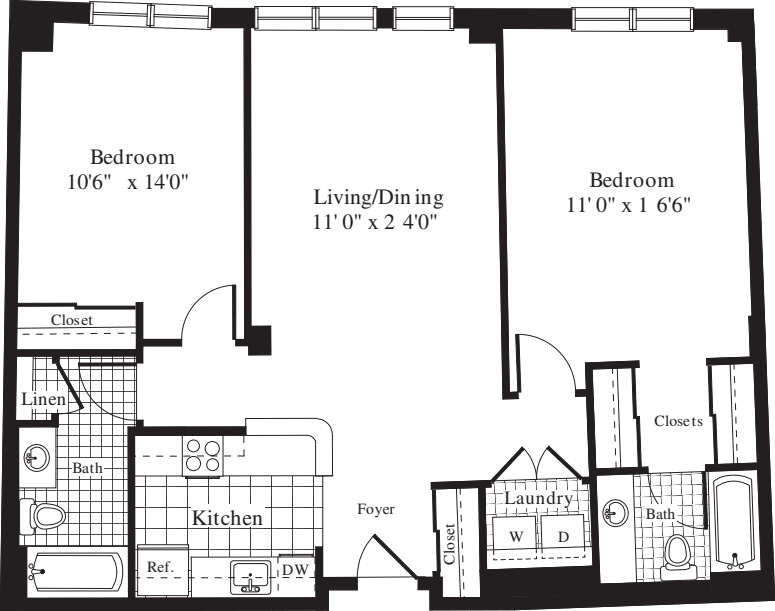 2 Bedrooms I floorplan