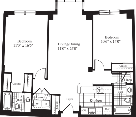 2 Bedrooms J floorplan