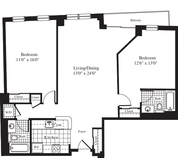 2 Bedrooms P floorplan