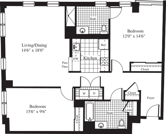 2 Bedrooms W floorplan