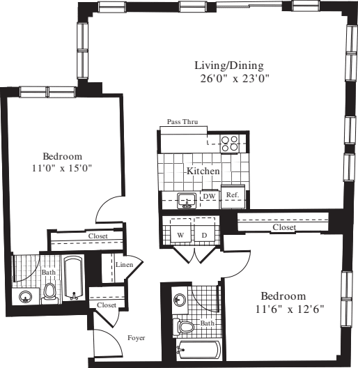 2 Bedrooms Z floorplan