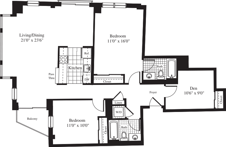 2 Bedrooms CC floorplan