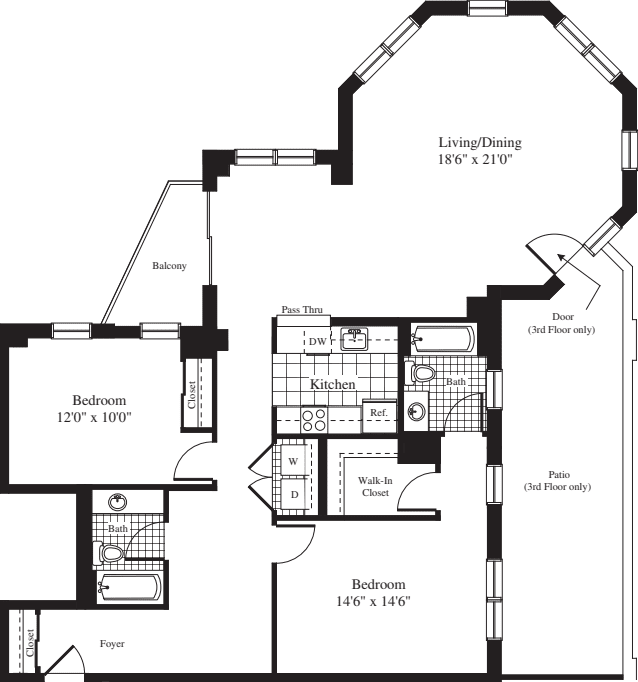 2 Bedrooms HH floorplan