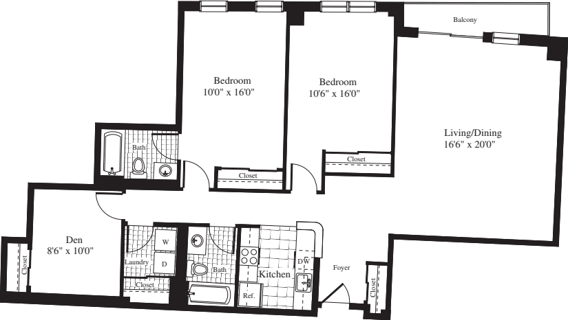 2 Bedrooms II floorplan