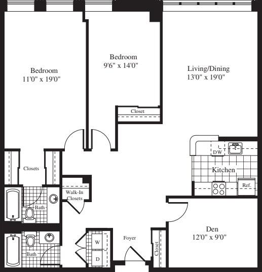 2 Bedrooms KK floorplan