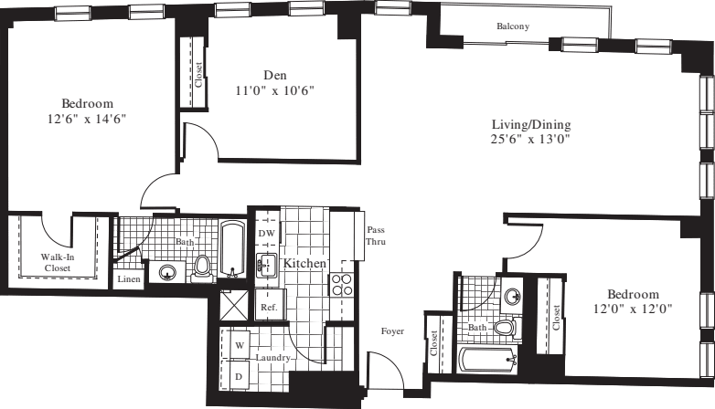 2 Bedrooms LL floorplan
