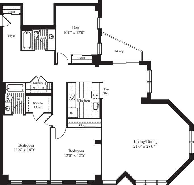 2 Bedrooms NN floorplan
