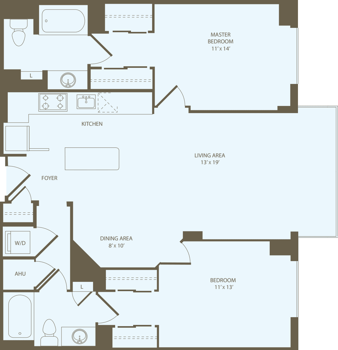 2 Bedrooms DD_RW floorplan
