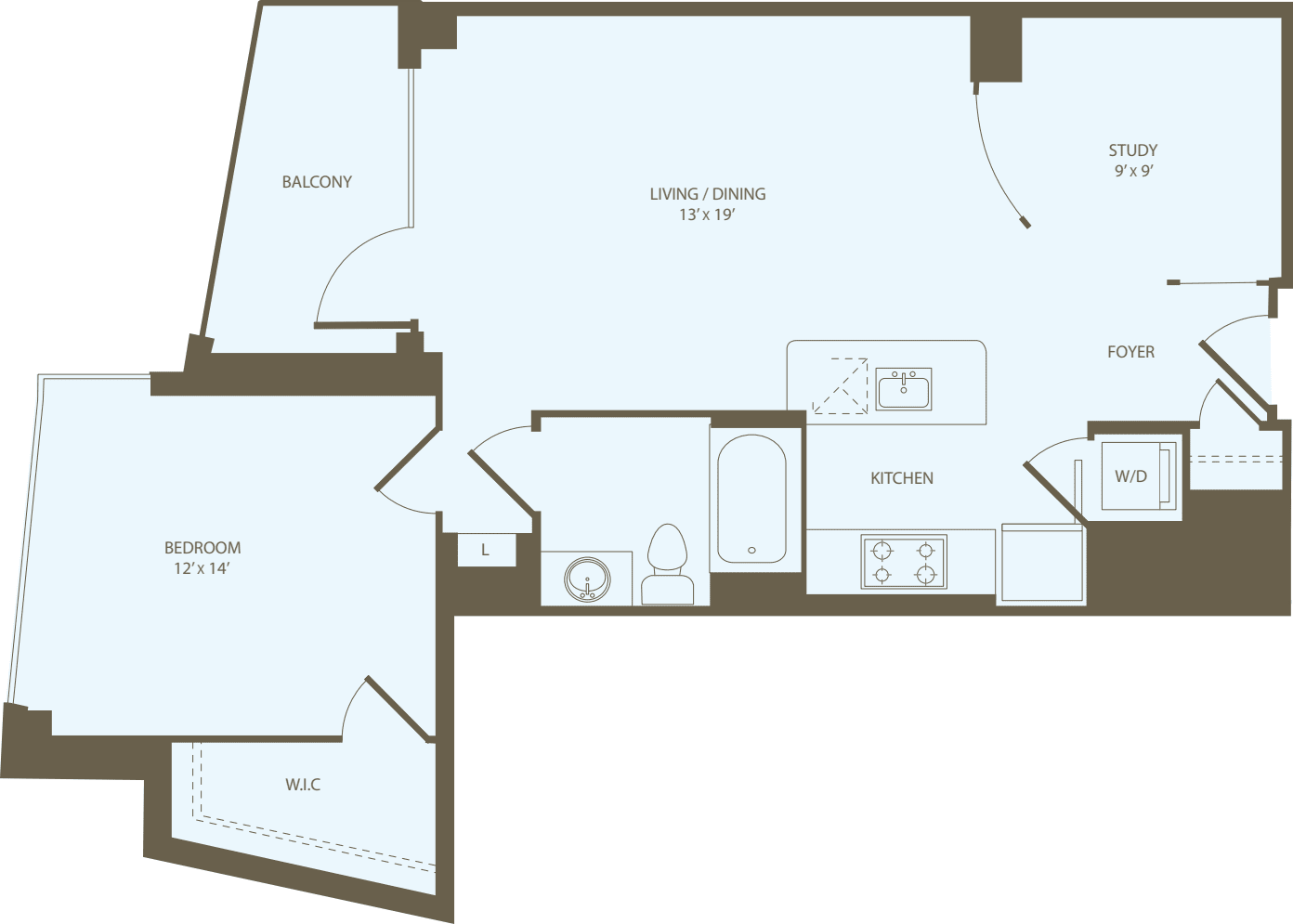 1 Bedroom U_RW floorplan