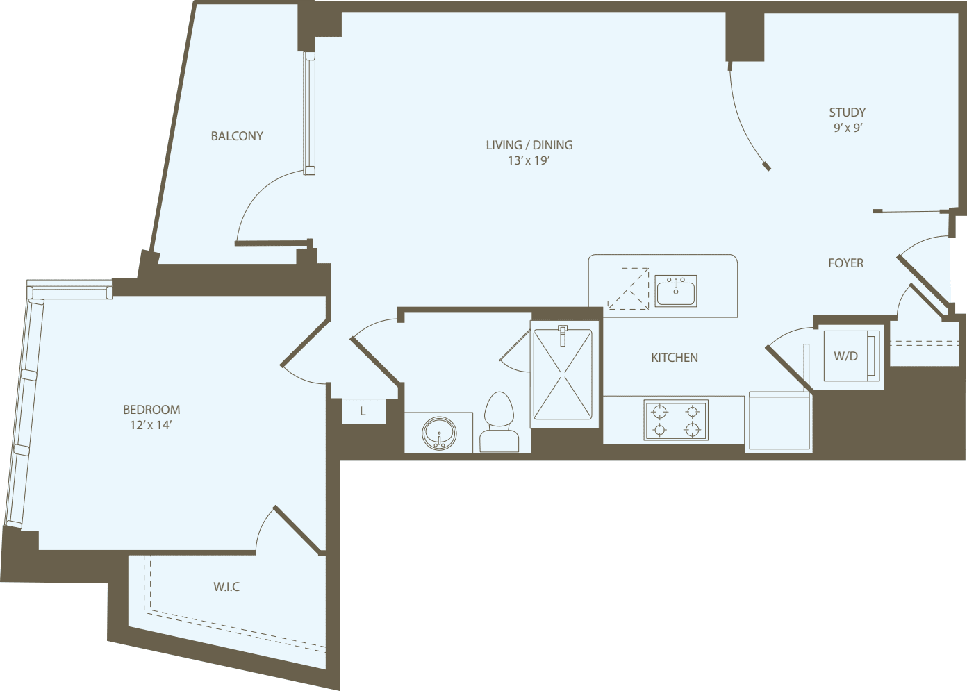 1 Bedroom U_S floorplan