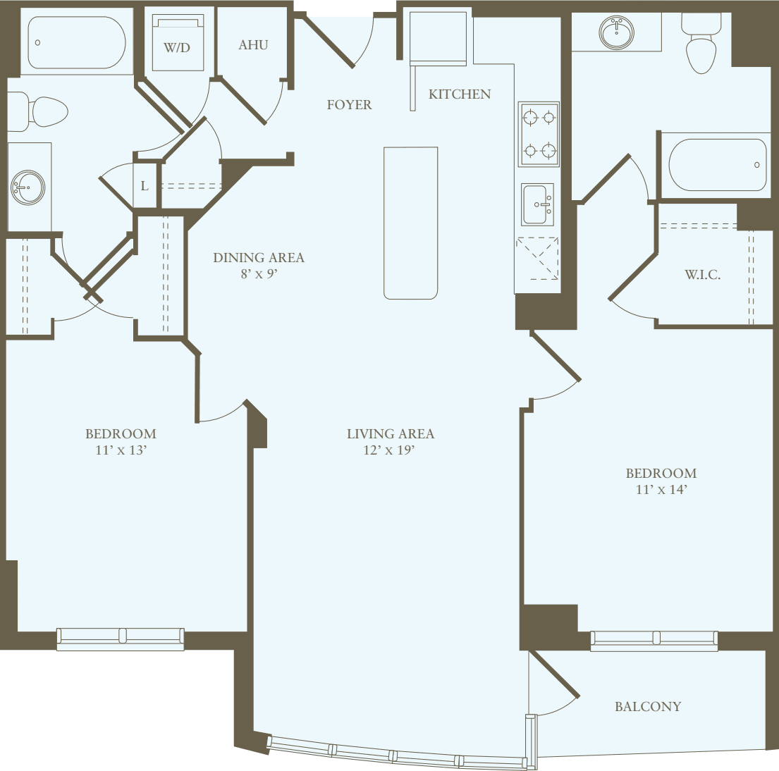 2 Bedrooms M floorplan