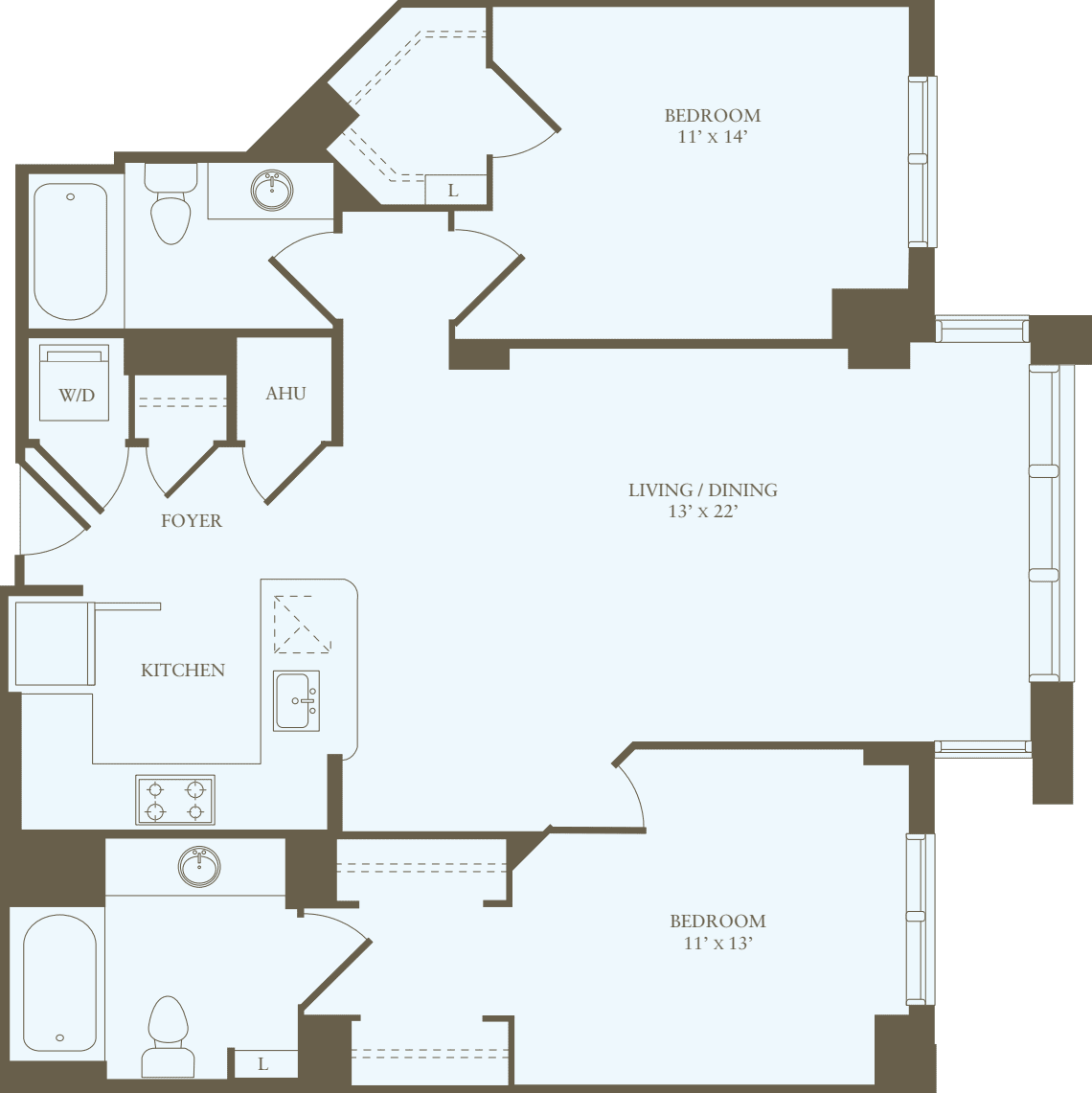 2 Bedrooms P floorplan