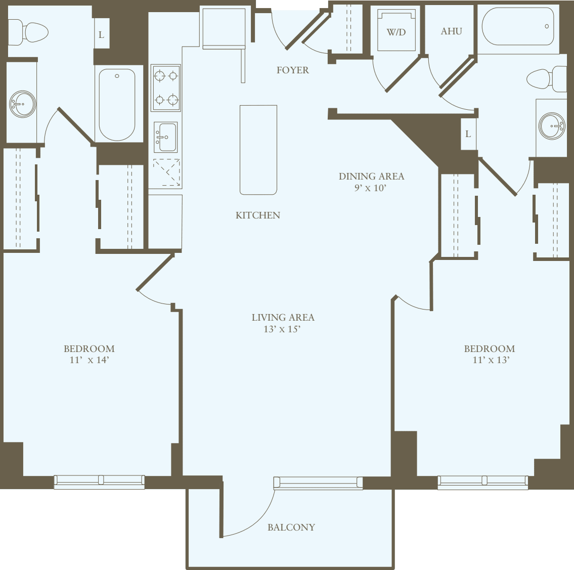 2 Bedrooms X floorplan