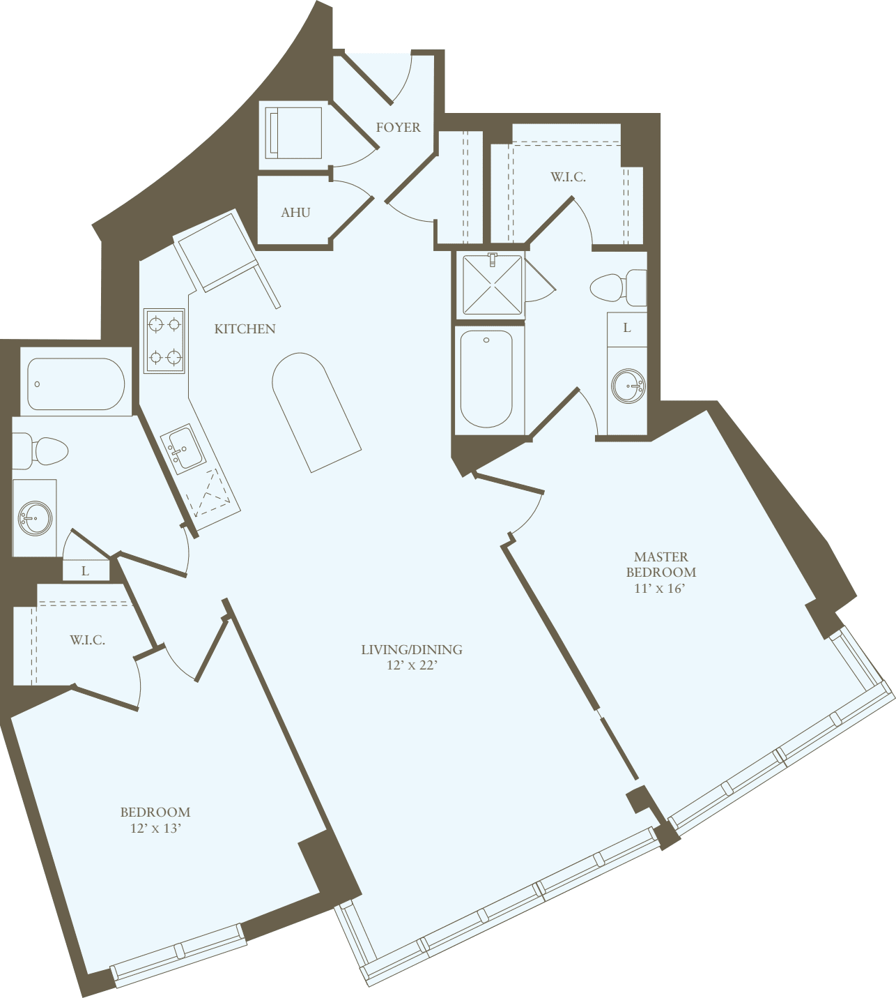 2 Bedrooms AA floorplan