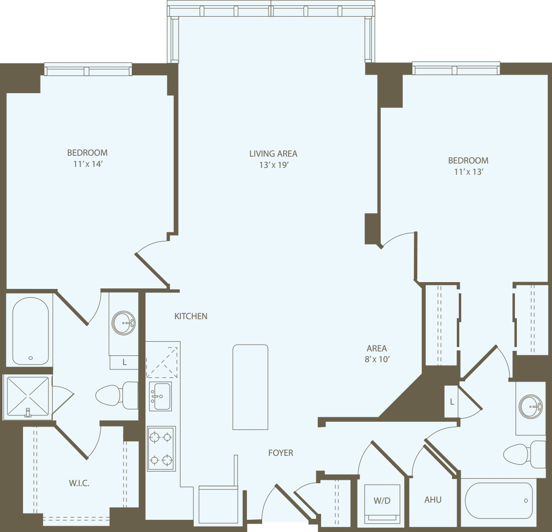 2 Bedrooms BB floorplan