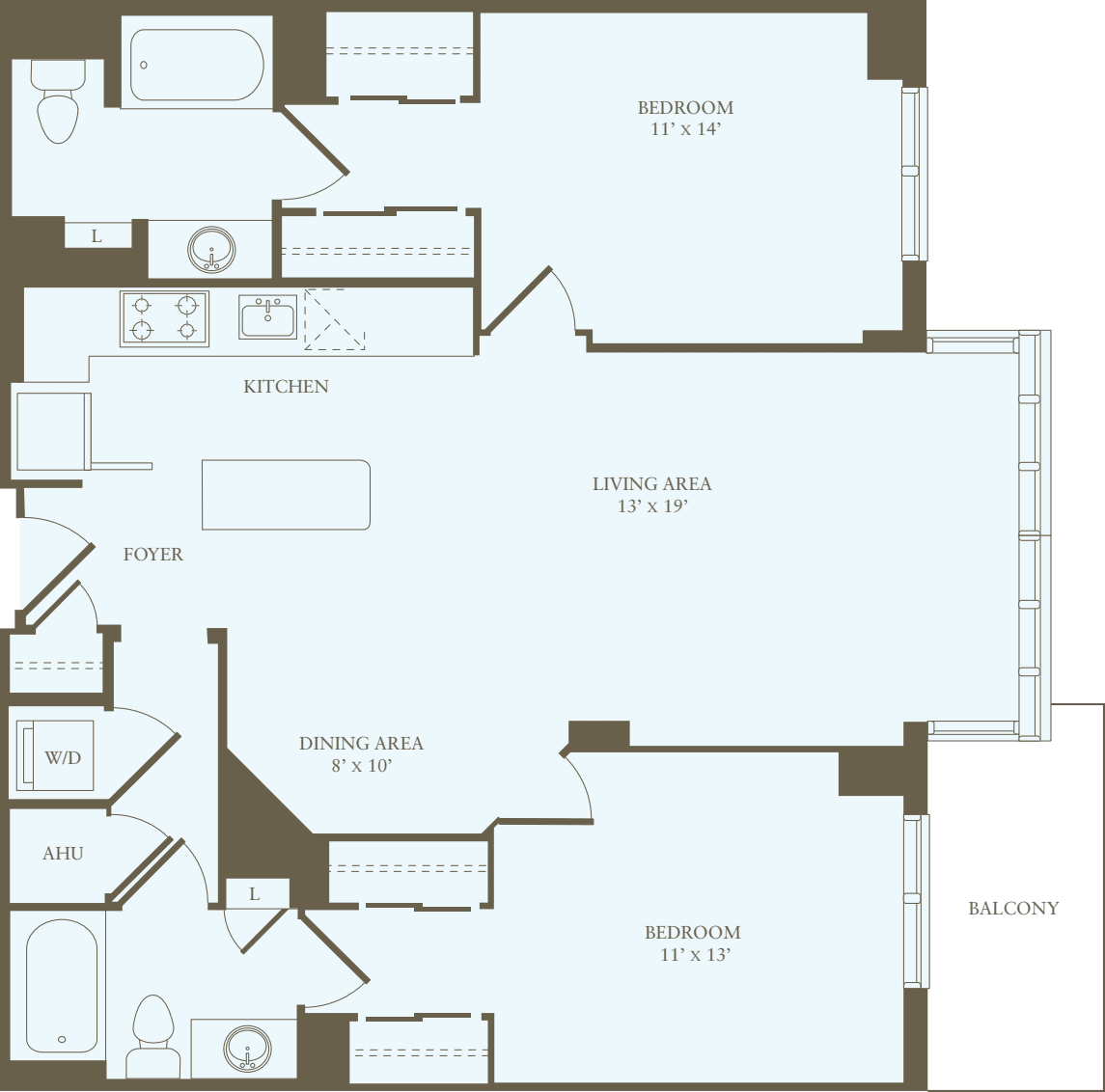 2 Bedrooms EE floorplan