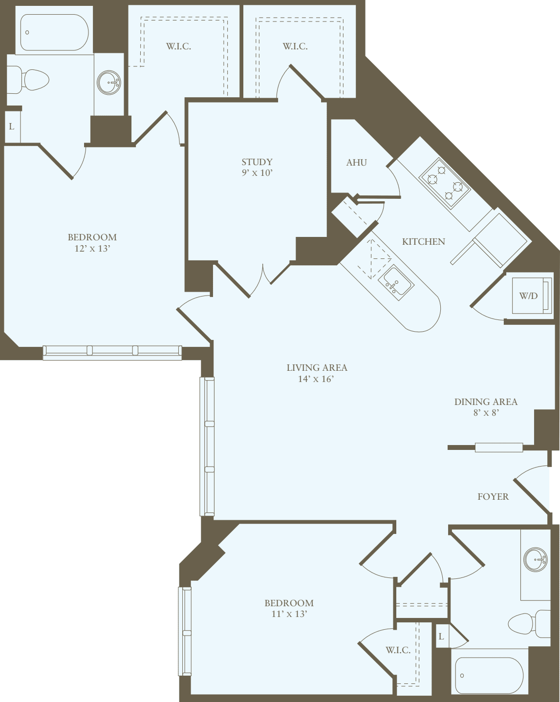 2 Bedrooms KK floorplan