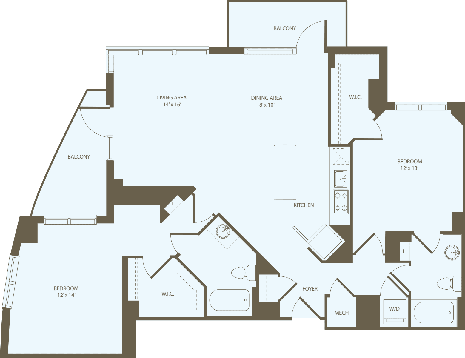 2 Bedrooms NN floorplan
