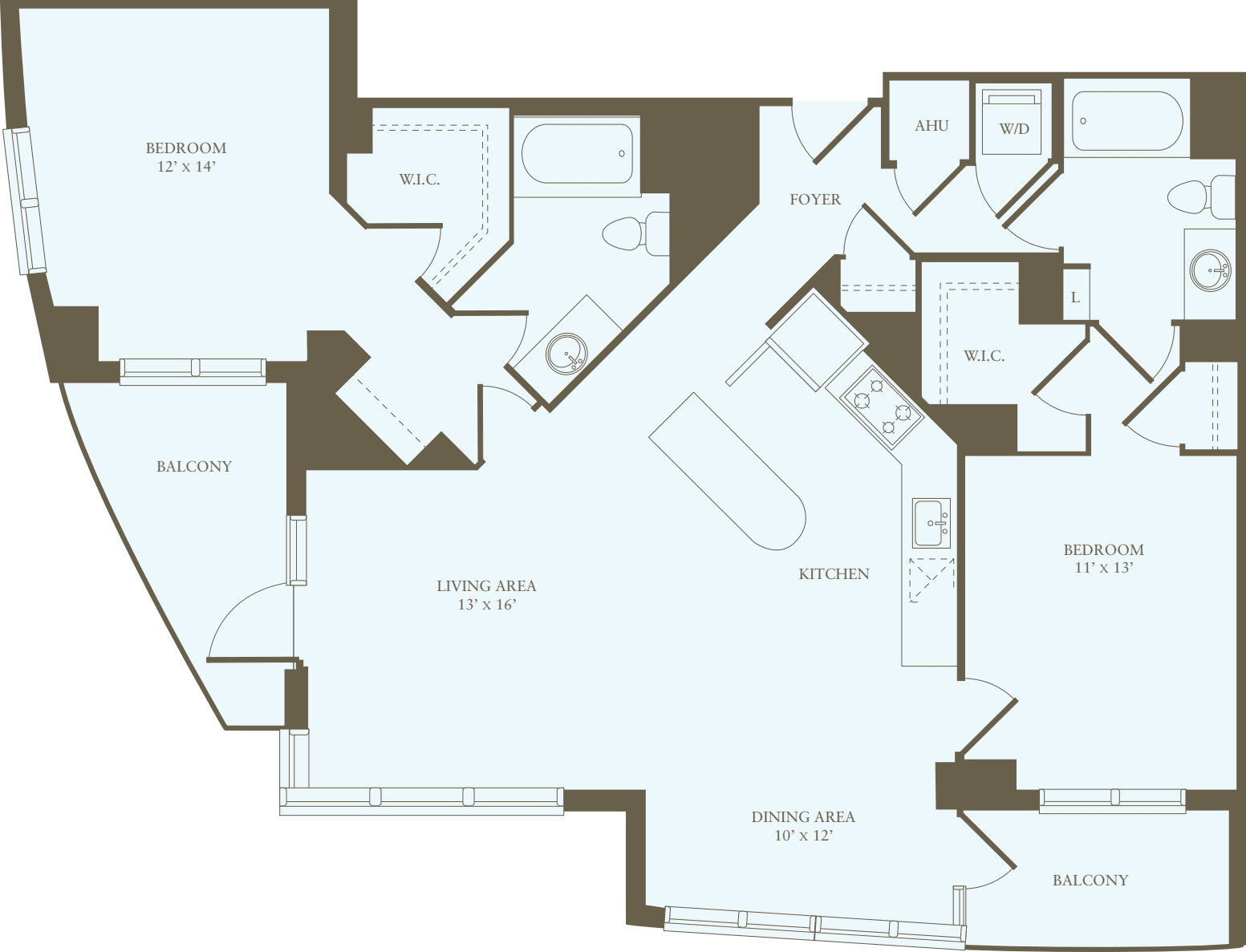 2 Bedrooms QQ floorplan
