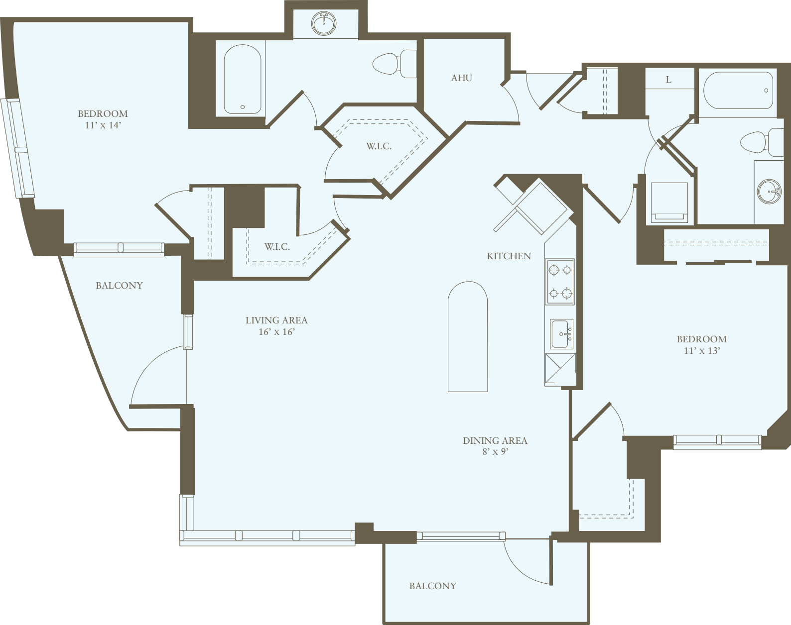 2 Bedrooms RR floorplan