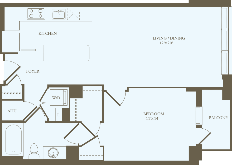 1 Bedroom M floorplan