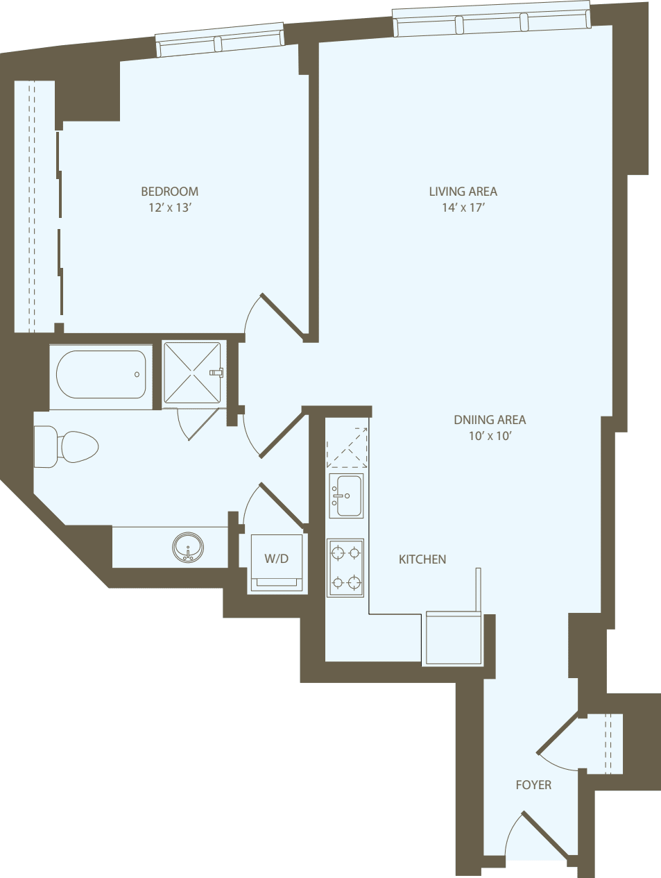 1 Bedroom O floorplan