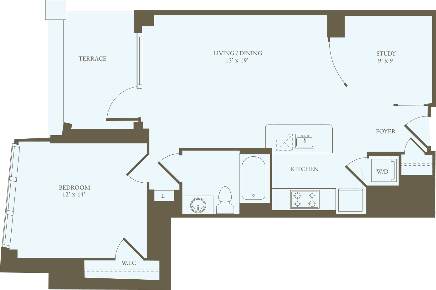 1 Bedroom T floorplan