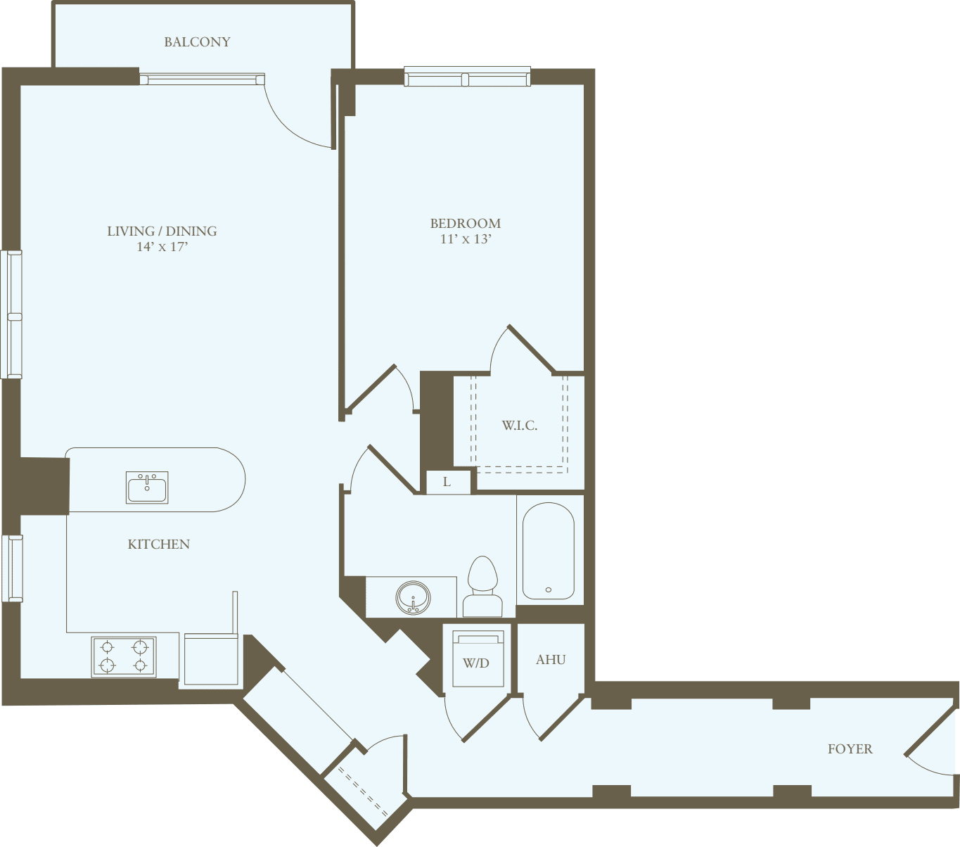 1 Bedroom Z floorplan