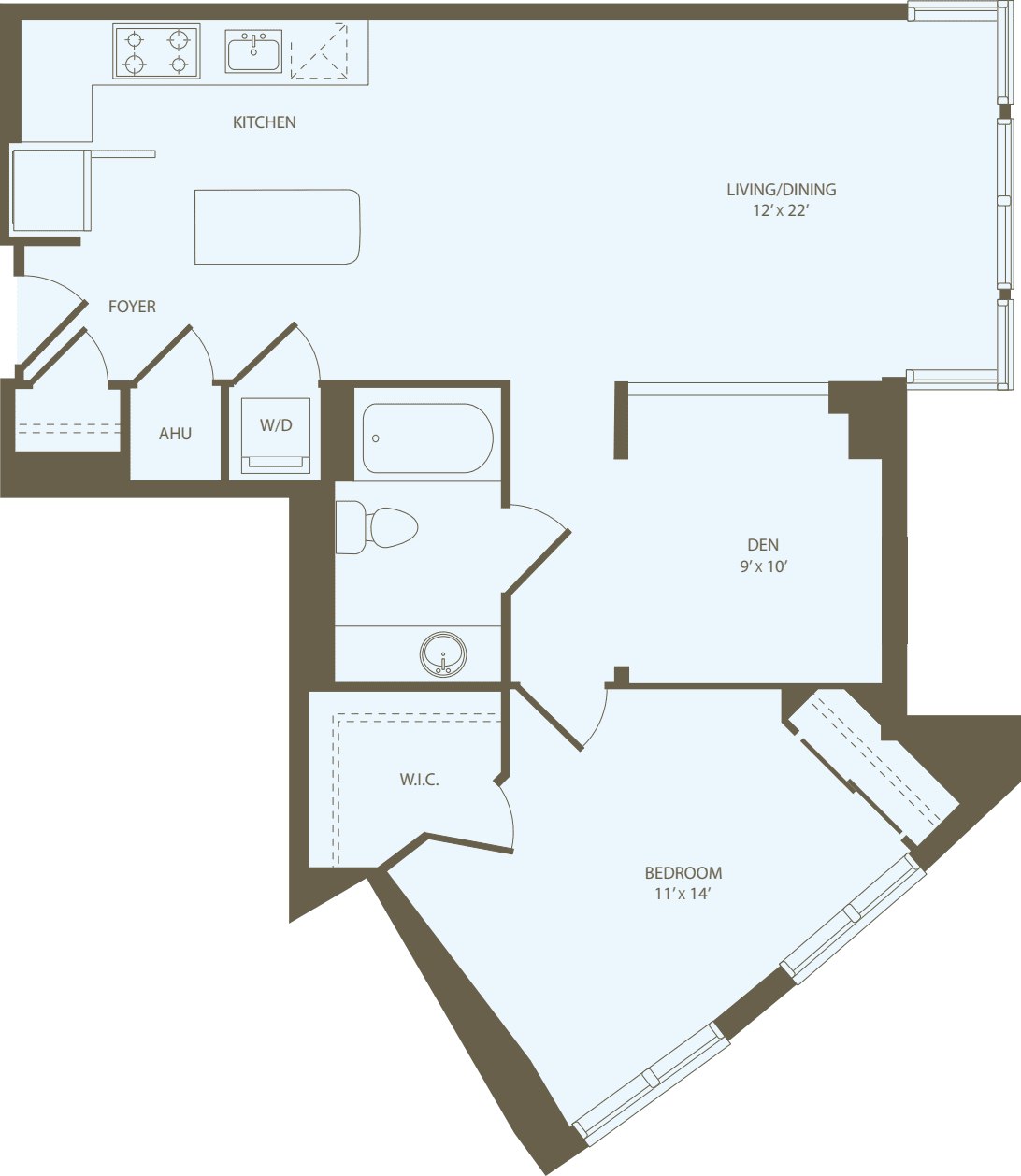 1 Bedroom AA floorplan