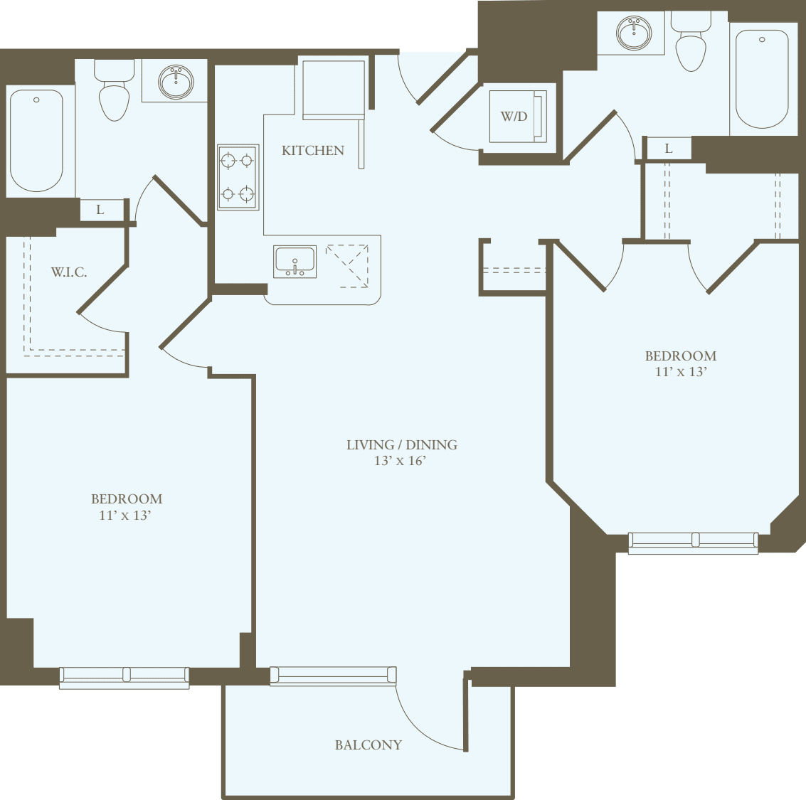 2 Bedrooms B floorplan