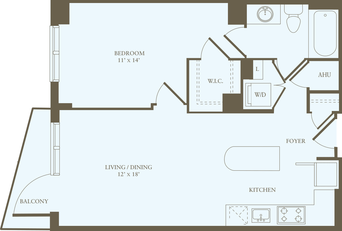 1 Bedroom D floorplan