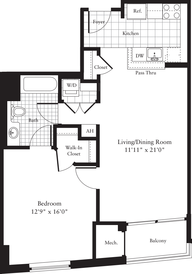 1 Bedroom B floorplan